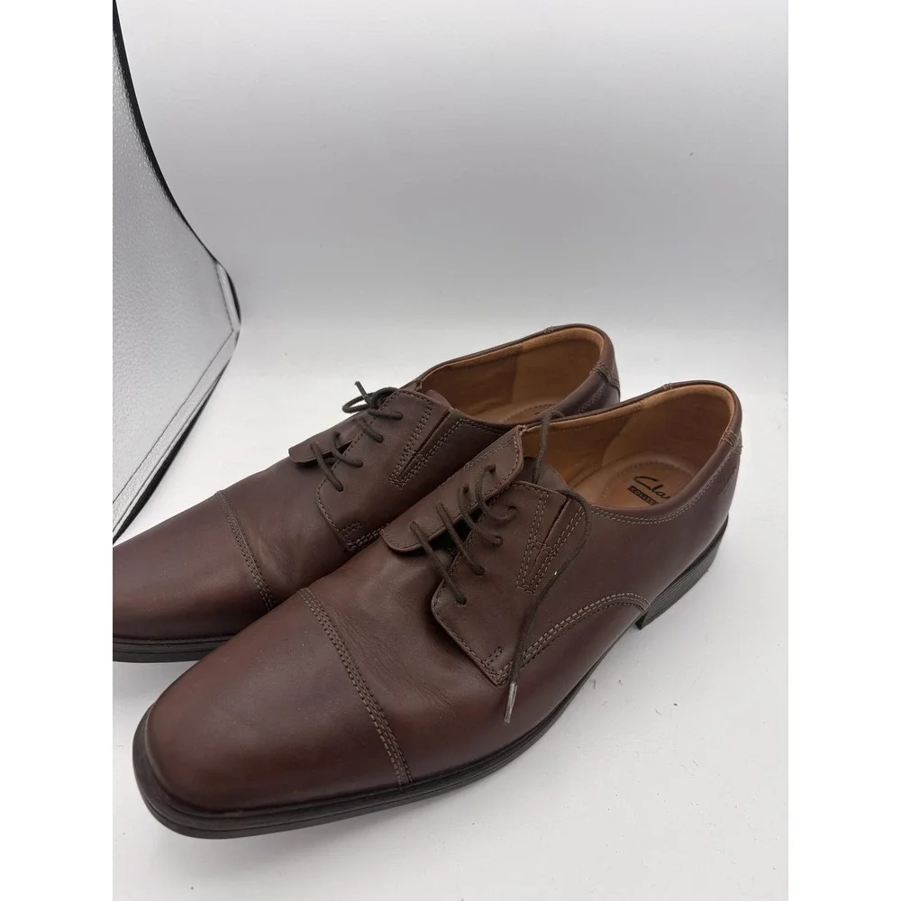 Clarks Shoes Mens Size 12 Brown Leather Cap Toe Oxford Dress Comfort Collection